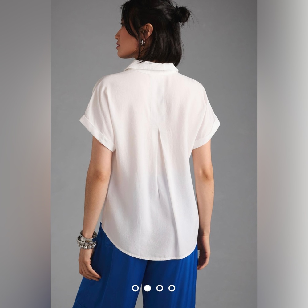 Cloth & Stone Anthropologie - White Sleeveless Button Up Tencel Blouse Womens XS
